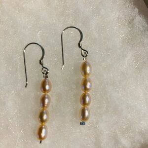 Freshwater Pearl Drop Earrings in Champagne Gold Tone